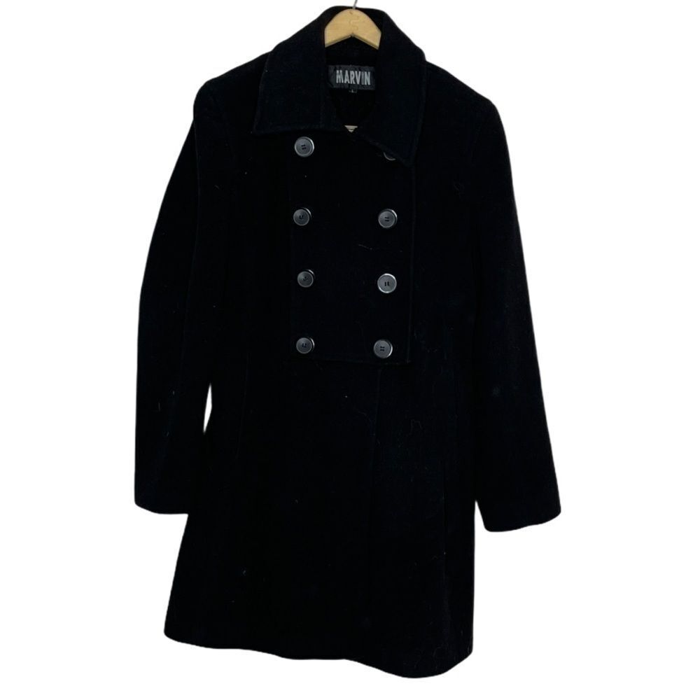 Marvin Richards Wool Blend Coat‎ Black